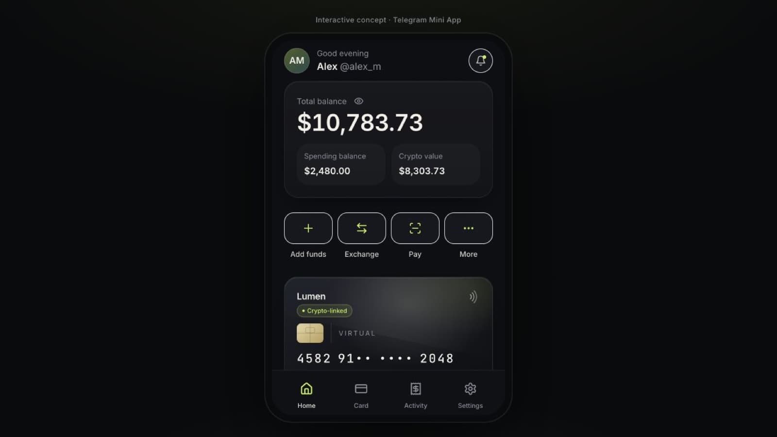 Обложка проекта «Lumen Card»: Финтех в Telegram